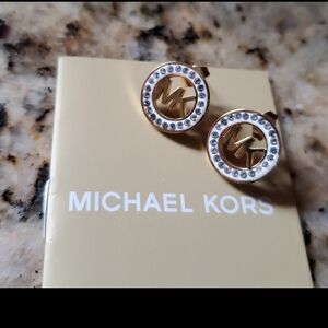 Michael Kors Gold and Silver Logo Earrings